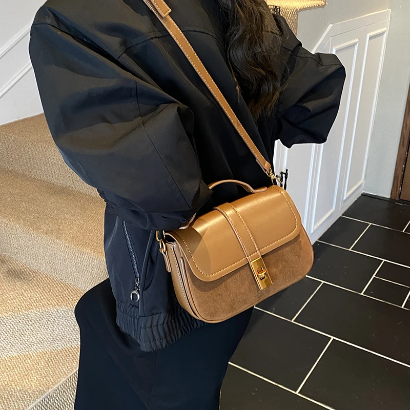 Branded Mini Square Flap Cross Body Bags For Women 2025 Latest Luxury Designer Purses And Handbags PU Suede Shoulder Saddle Bag