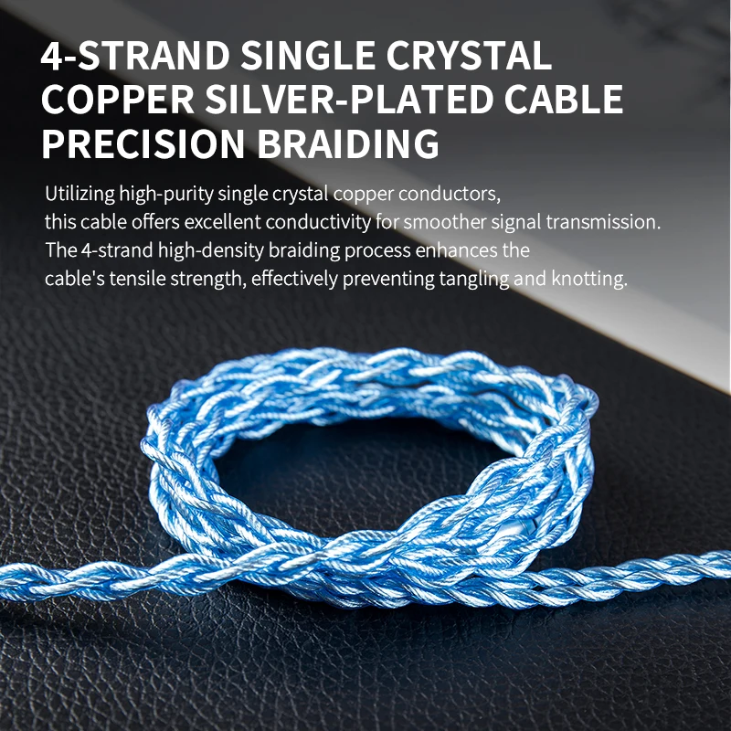  KBEAR Palm Thunder Upgrade Earphone Cable 4 Strand 140 Cores Silver Plated Single Crystal Copper 3.5/4.4mm MMCX 2Pin QDC Wire view 3