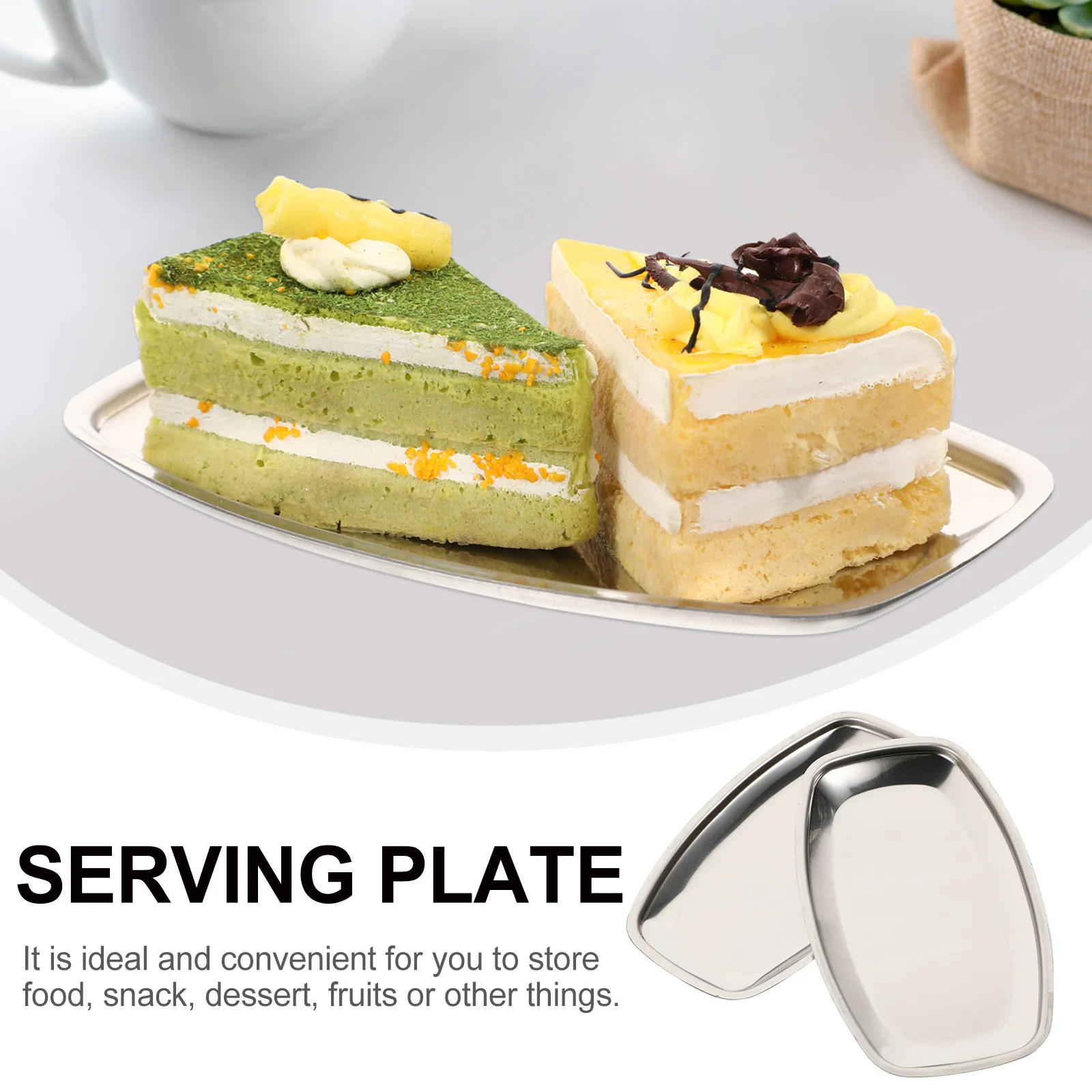 

2Pcs Premium Stainless Steel Tray Waterproof Anti-Rust Multi-Use for Towel Napkin Fruit Food Storage Hotel Home Party