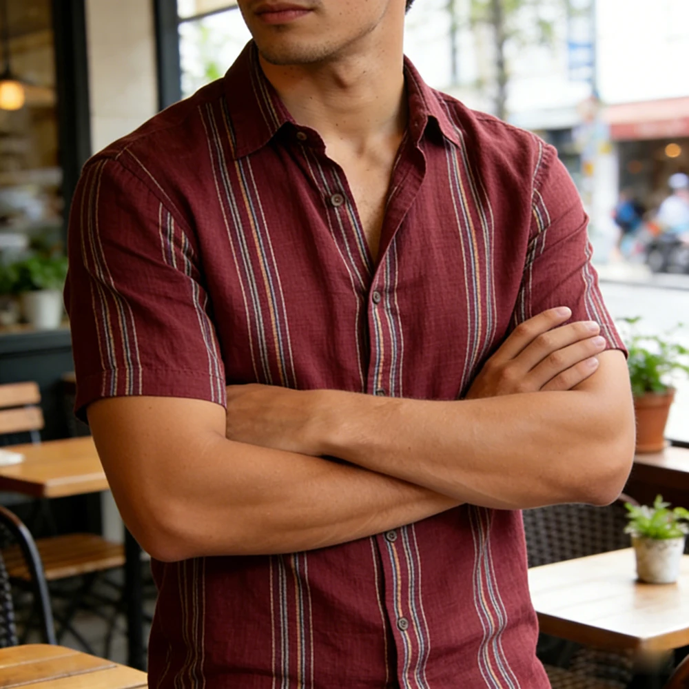 Men Summer Cool Short-Sleeved Shirt Simple Retro Striped 3D Printed Shirt Outdoor Cuban Casual Designer Shirt men Fast Shipping