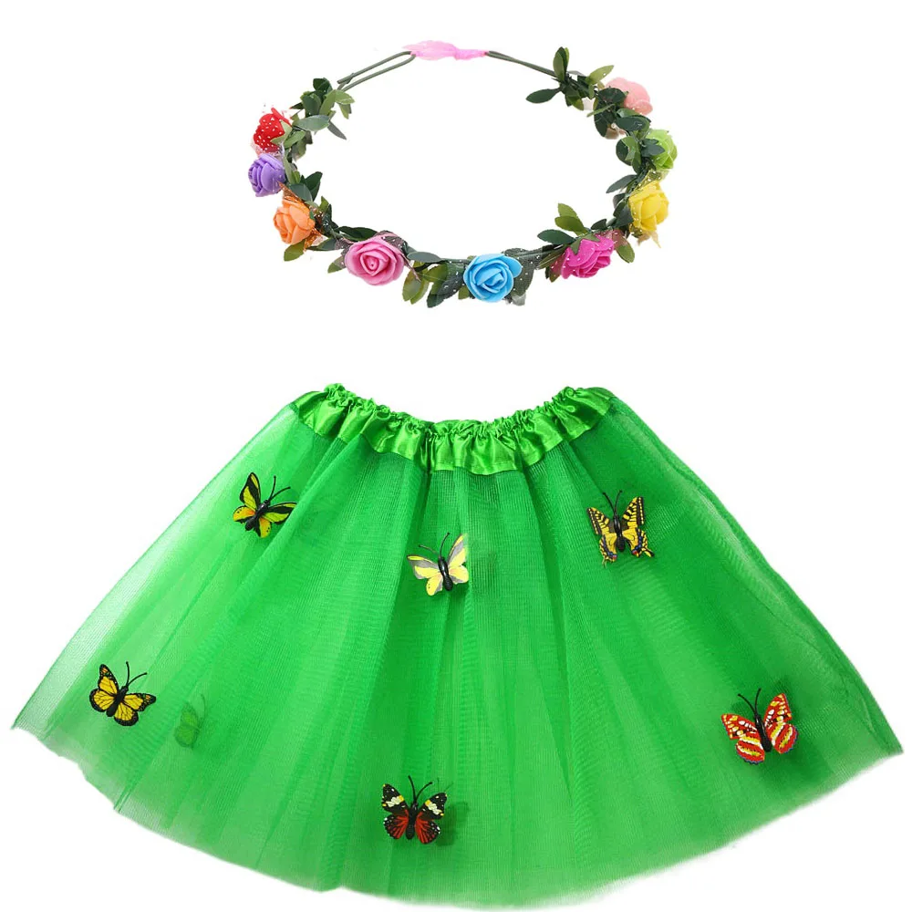 Falda de princesa para niña, tutú de tul, corona de flores, diadema, fiesta de boda, baile, regalo de cumpleaños, disfraz, Cosplay, Halloween y Navidad
