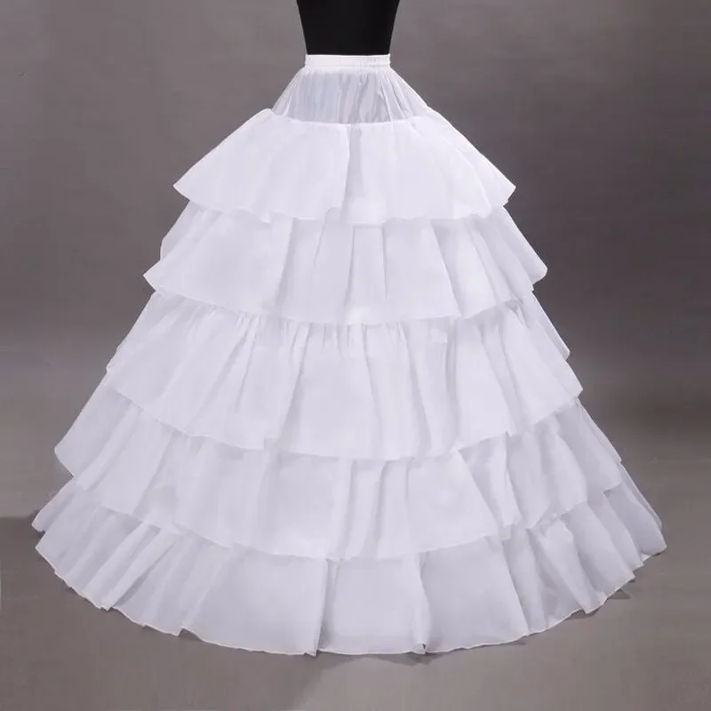 

4 Hoops 5 Layers Bridal Petticoats For Ball Gown Wedding Dress Crinoline Ruffles Underskirt White Wedding Accessories