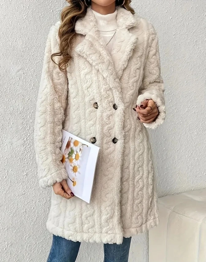 Women In Stock New Autumn and Winter Fashion Lapel Double Breasted Long Sleeved Wool Long Coat Popular Outerwear