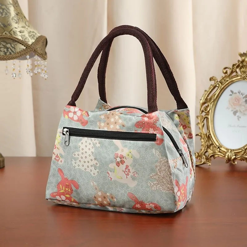 Saco de lancheira Oxford impermeável para mulheres, Saco cosmético, Saco múmia para trabalho e compras, Bolsa de pano pequena