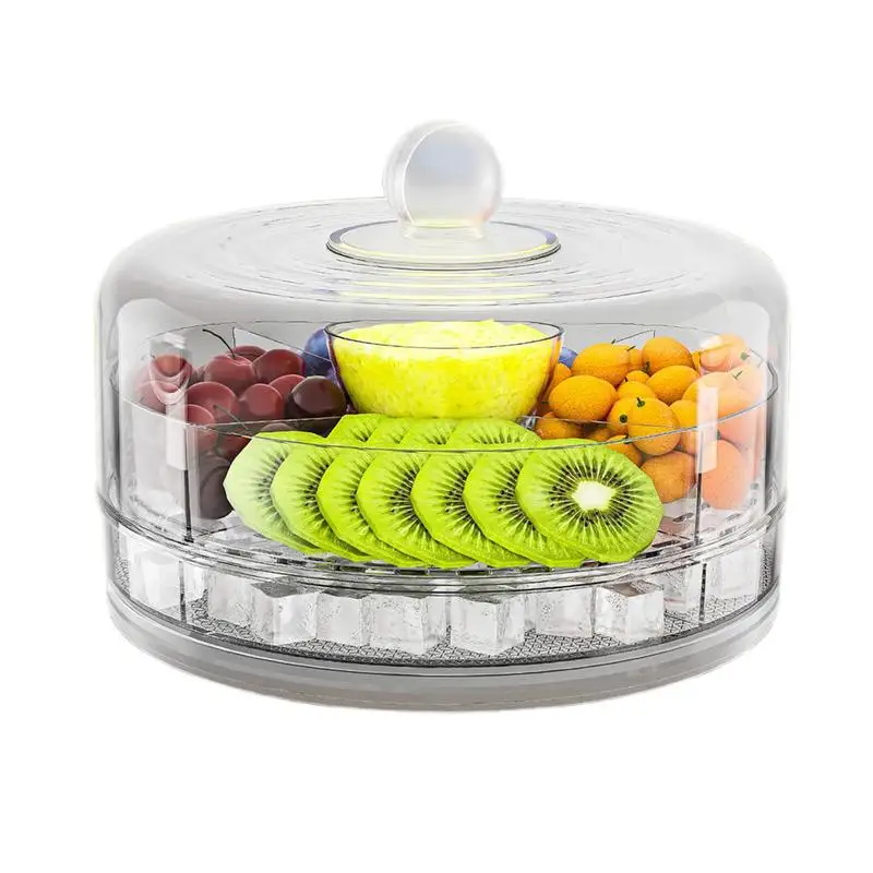 

Ice Chilled Serving Tray Rotating Snack Tray Fruit Ice Serving Bowl Appetizer Snack Platter For Picnic Birthday Camping
