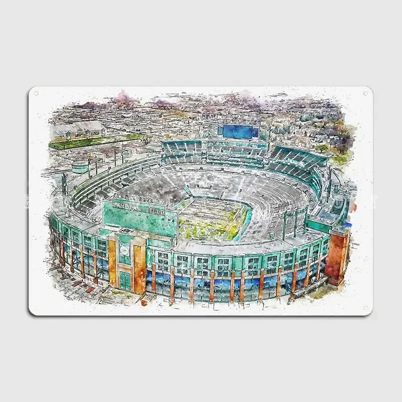 Lambeau Field Green Bay Pa Poster Metal Plaque Club Party Kitchen Custom Garage Decoration Tin Sign Posters