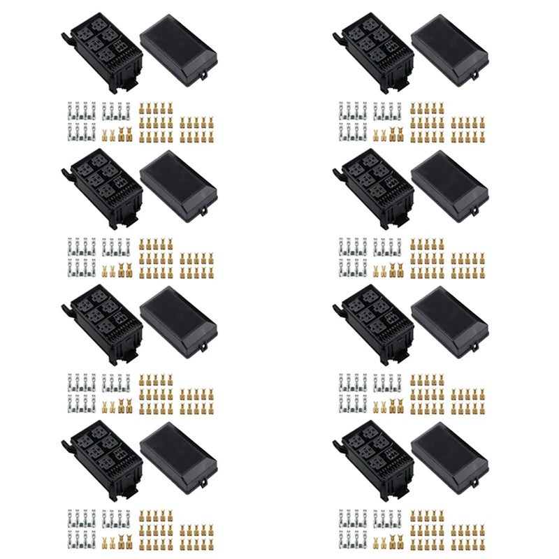 

8X Fuse-Relay Box 5-Fuse Holders 6 Relay Block Holders Fuse-Block 12V Fuse-Box Car