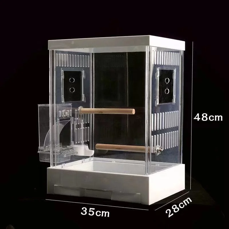 High Quality Custom Parrot Cages Bird Feeder Pet House Clear Square Acrylic Large Bird Cage