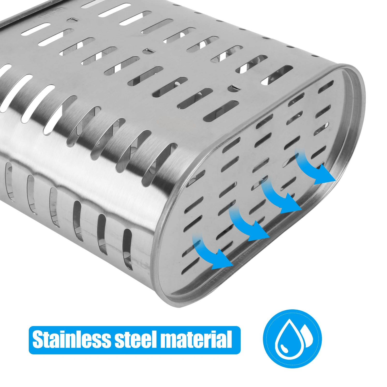 

Stainless Steel Chopsticks Holder with 2 Divided Compartments Kitchen Utensils Storage Drying Rack Sink Basket Flatware Drainer