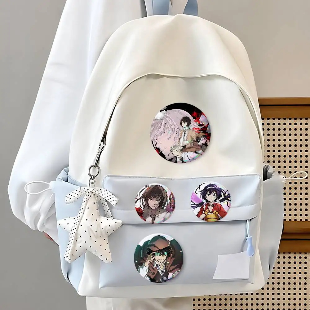 Arme-d De-te-cti-ve- Age-ncy Creative Round Button Pins Badge Set Cartoon Anime Movie Music Pattern Brooches For Bags Jackets