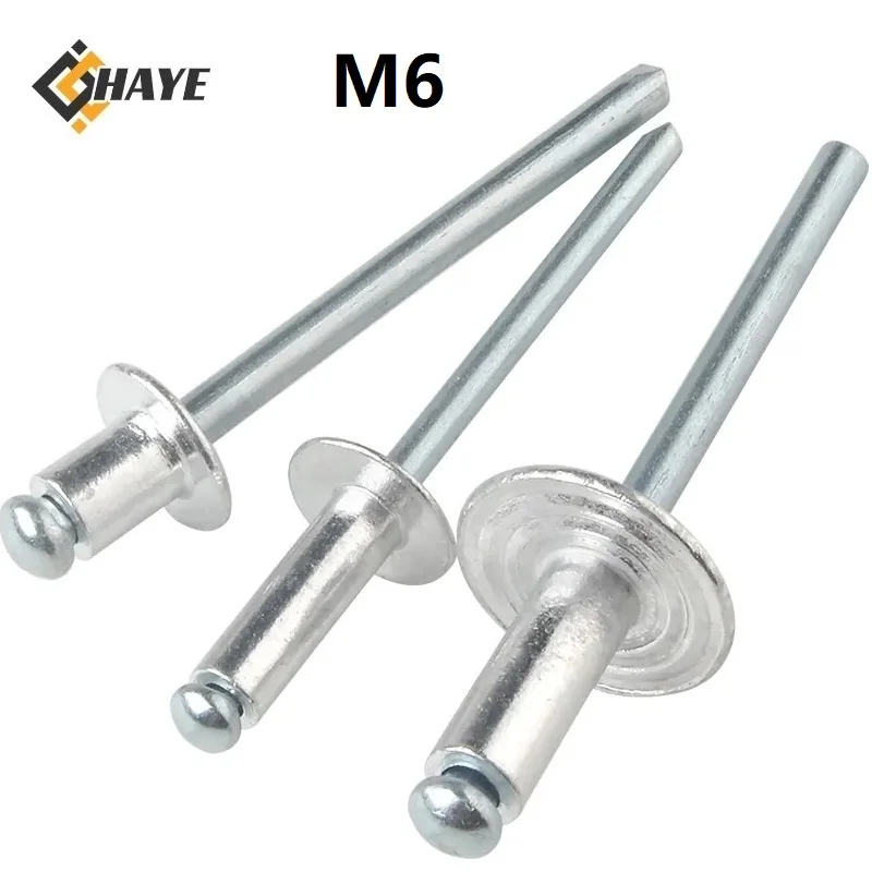 M6 Aluminium Mushroon Head Break Mandrel Blind Rivets 6mm x 10 12 16 20mm Nail Pop Rivet For Furniture Car Aircraft