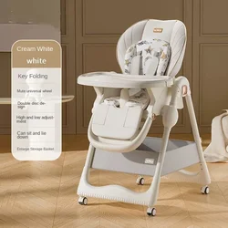 Foldable Children's Dining Chair Household Portable Multifunctional Dinner Table and Chairs with Wheels Baby Dining Chair