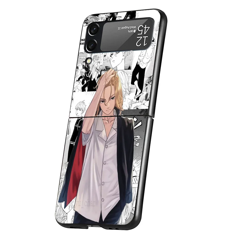 Anime Tokyo Aevengers Cover Phone Case For Samsung Galaxy Z Flip 6 5 4 3 5G Flip6 Flip5 Flip4 Flip3 Black Hard Fundas Shell