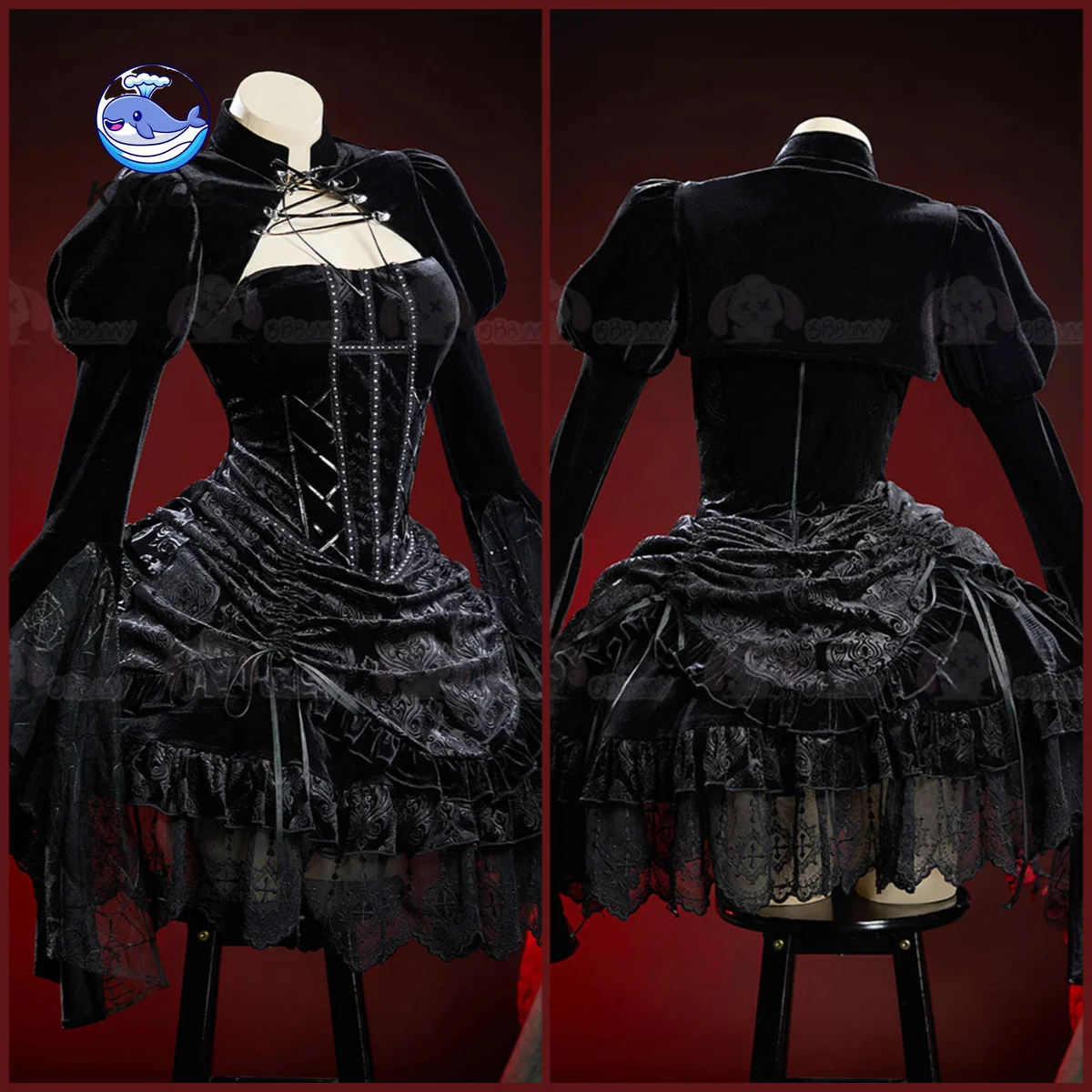 KKCos Prayer Day Original Gothic Lolita Dress Velvet JSK Set with Corset & Capelet Dark Vintage Cosplay Outfit Halloween
