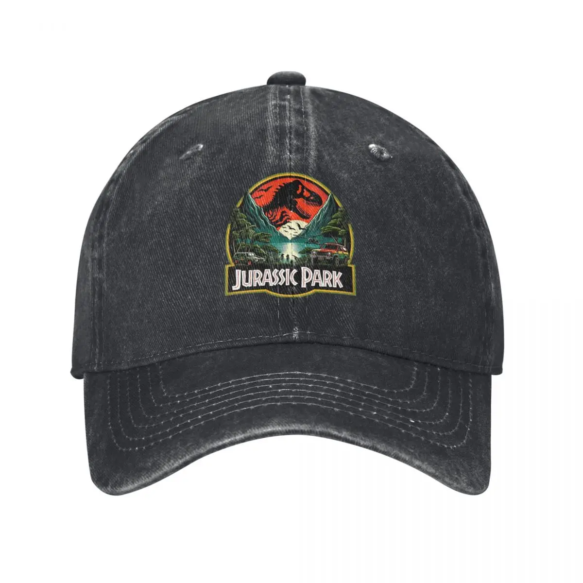 Gorras de béisbol con logotipo de dinosaurio de Jurassic Park Vintage para hombres y mujeres, gorra de sol lavada de mezclilla desgastada, gorras de verano al aire libre