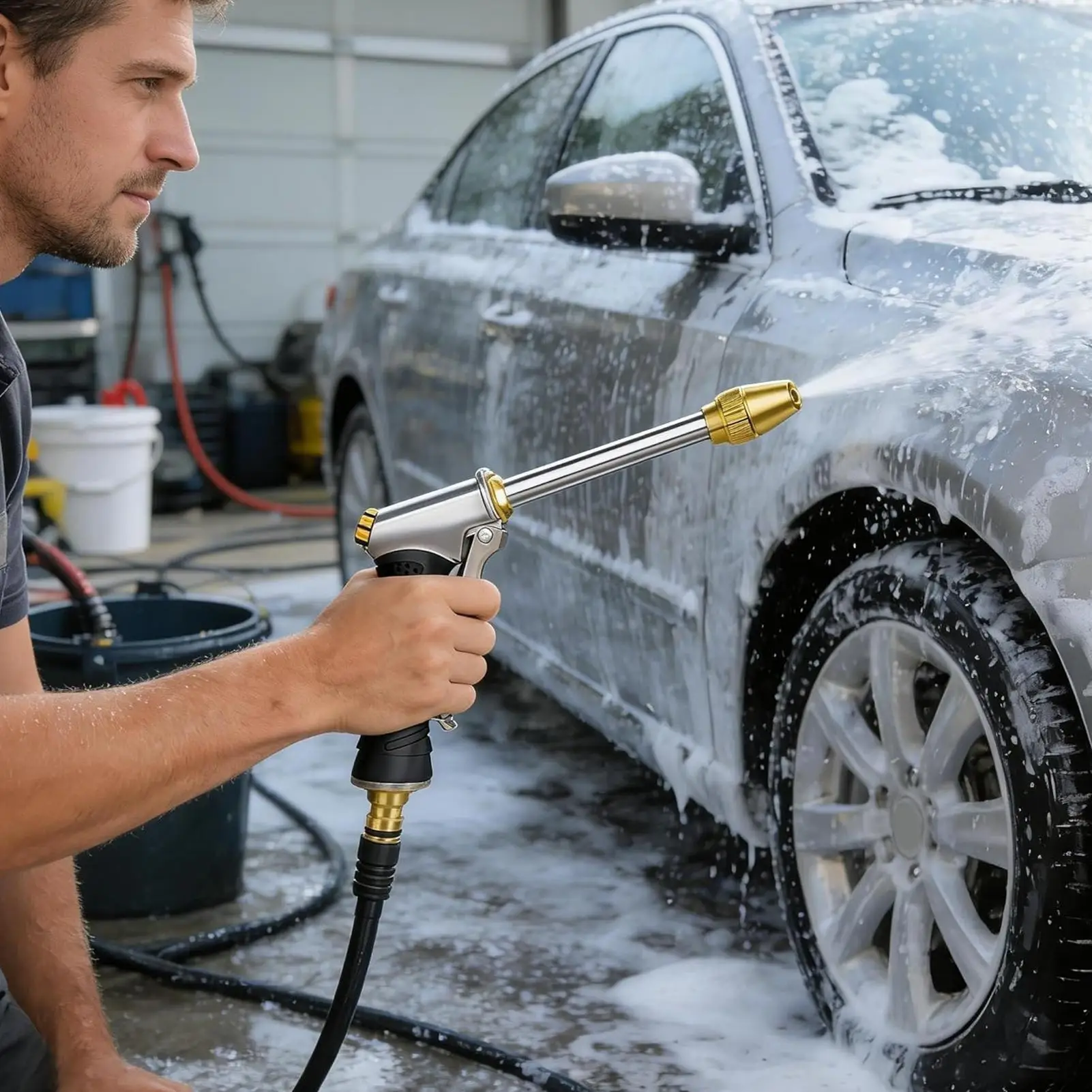Hose Nozzle High Pressure Portable Automotive Sprayer With Adjustable Spray Patterns Multifunctional Pressure Washer Car For
