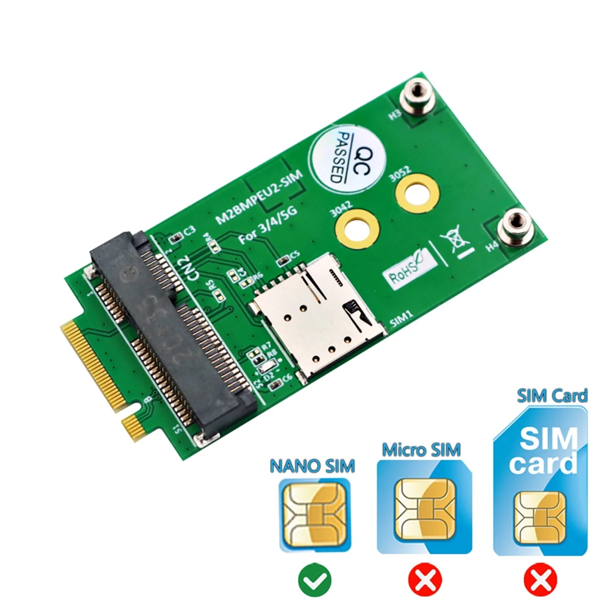 AT87-NGFF M.2 B Key Interface to Mini PCI-E MPCIE Wireless Adapter Card for 5G 4G 3G LTE GSM Module with NANO SIM Card Slot