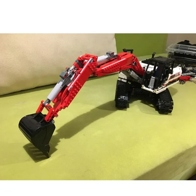 MOC-68495 赤新電動 RC シティショベルビルディングブロックモデル 1929 部品少年子供の誕生日ビルディングブロックおもちゃギフト