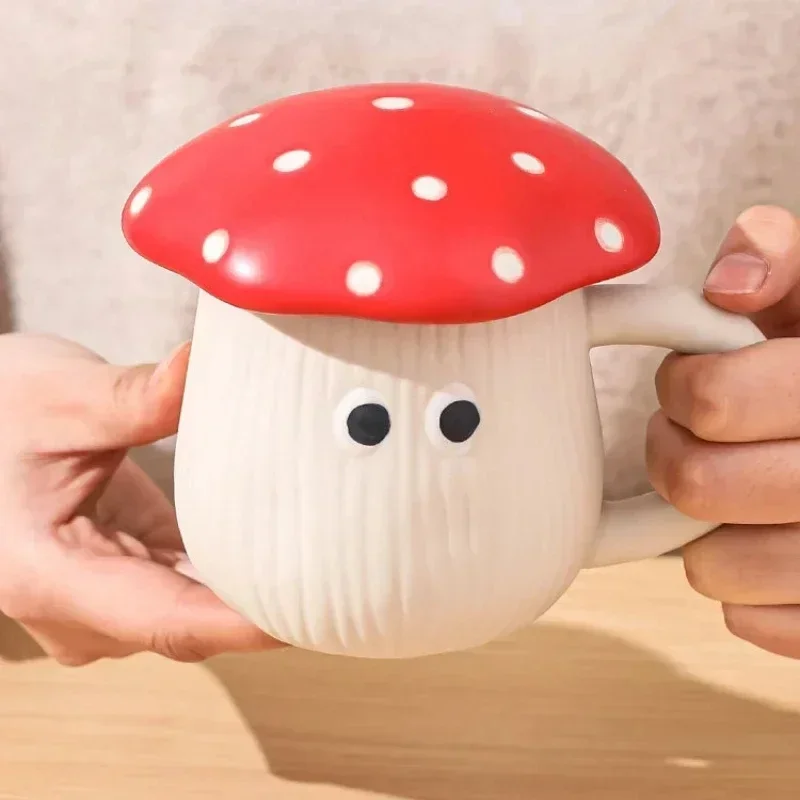 

Hot Cute Mushroom Complete Tableware Ceramic Cup Plate Soup Bowl Set Pair with Spoon Milk Cup Kid Dinnerware Kitchen Utensils