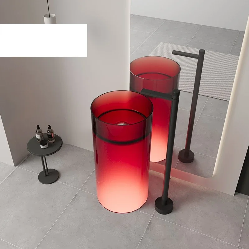 Crystal transparent column basin Floor-to-ceiling art column basin Round square color wash basin