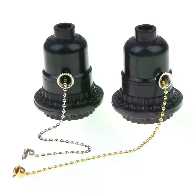 Pull Chain Lamp Socket E26 E27 Bulb Base Adapter Easy Operation Light Switch Holder for Covered Outdoor Patio Lighting