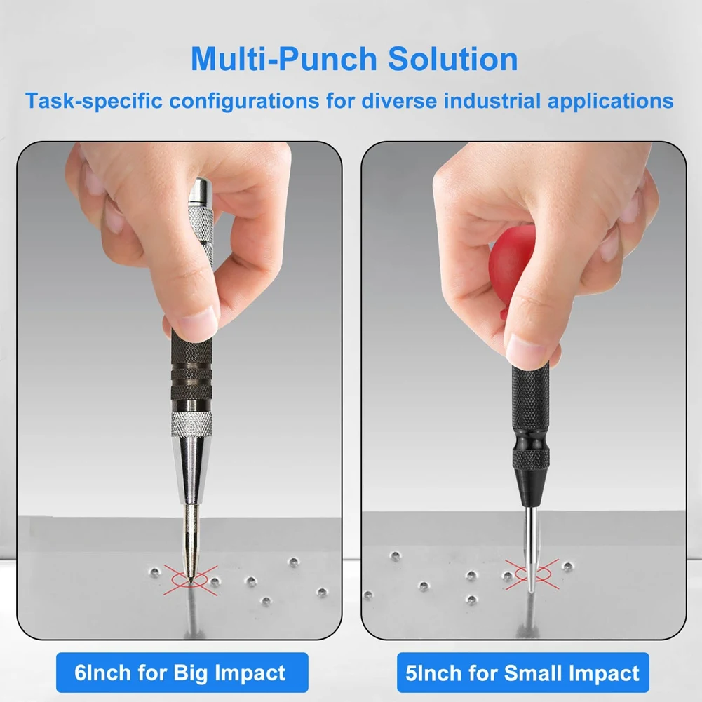

AT02-Multi-Surface 6In + 5In Adjustable Center Punch Tool For Glass, Metal, Wood Crafting
