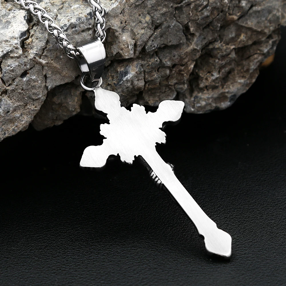 خمر 316L الفولاذ المقاوم للصدأ يسوع الصليب قلادة قلادة للرجال النساء الدين تميمة موضة الهيب هوب مجوهرات هدية ارتداء اليومي