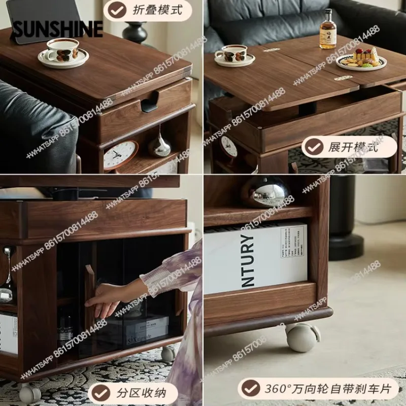 

Подъемный журнальный столик из цельного дерева можно переместить и сложить. Приставной столик для небольшой квартиры.