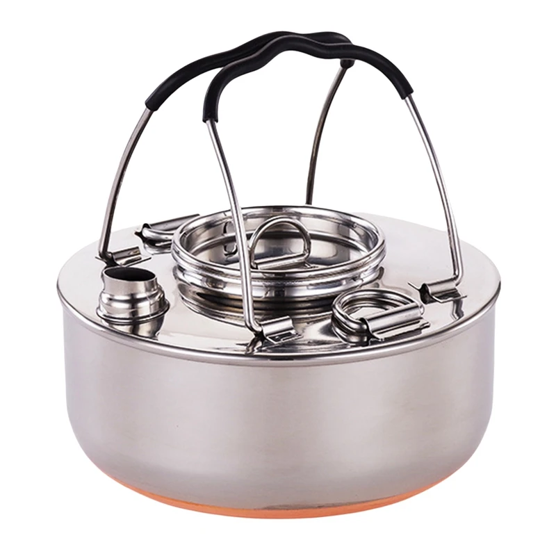 

DW-304 Stainless Steel Camping Kettle Portable Outdoor Camping Stainless Steel Copper Bottom Kettle Picnic Tea Kettle