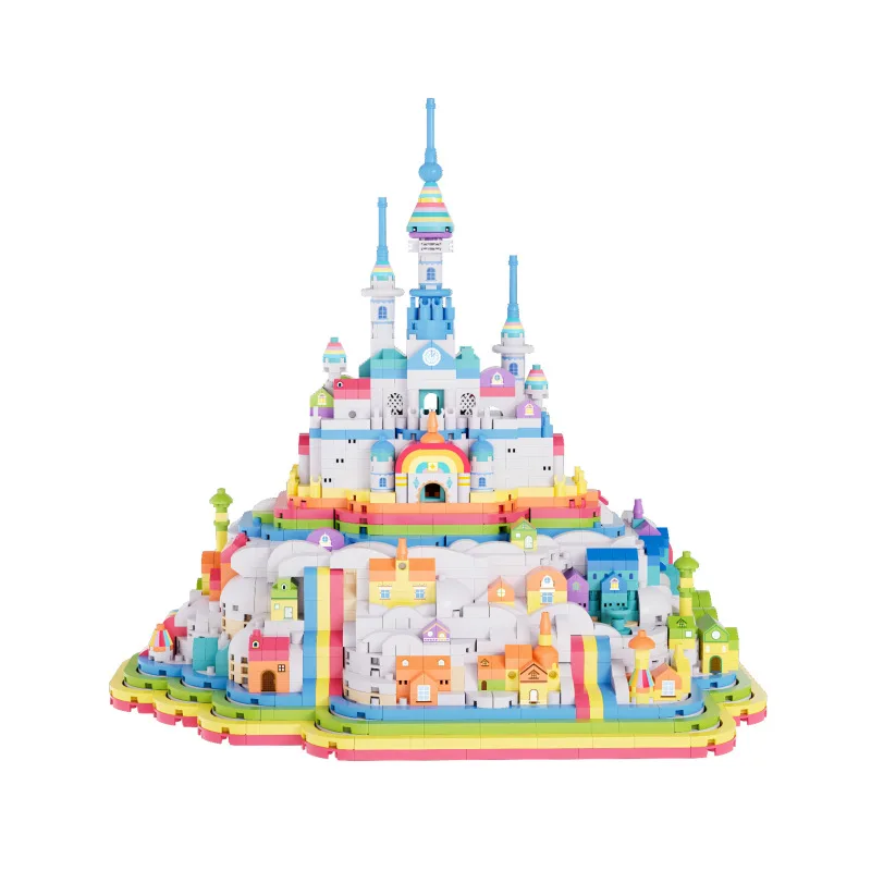 

Creative Amusement Park Fairy Tales Micro Diamond Block Dream Rainbow Castle Model Building Brick Toy Nanobrick For Girls Gifts