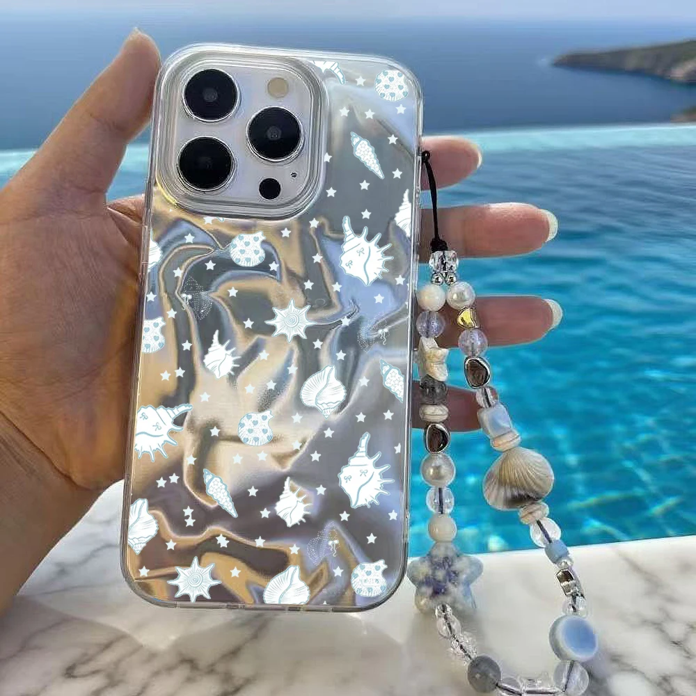 Shell Starfish Ocean Chain Case For Samsung Galaxy S25 FE A07 A17 M56 F16 F06 A06 M13 M06 A25 A14 A36 A05 A24 A53 A33 A32 Cover
