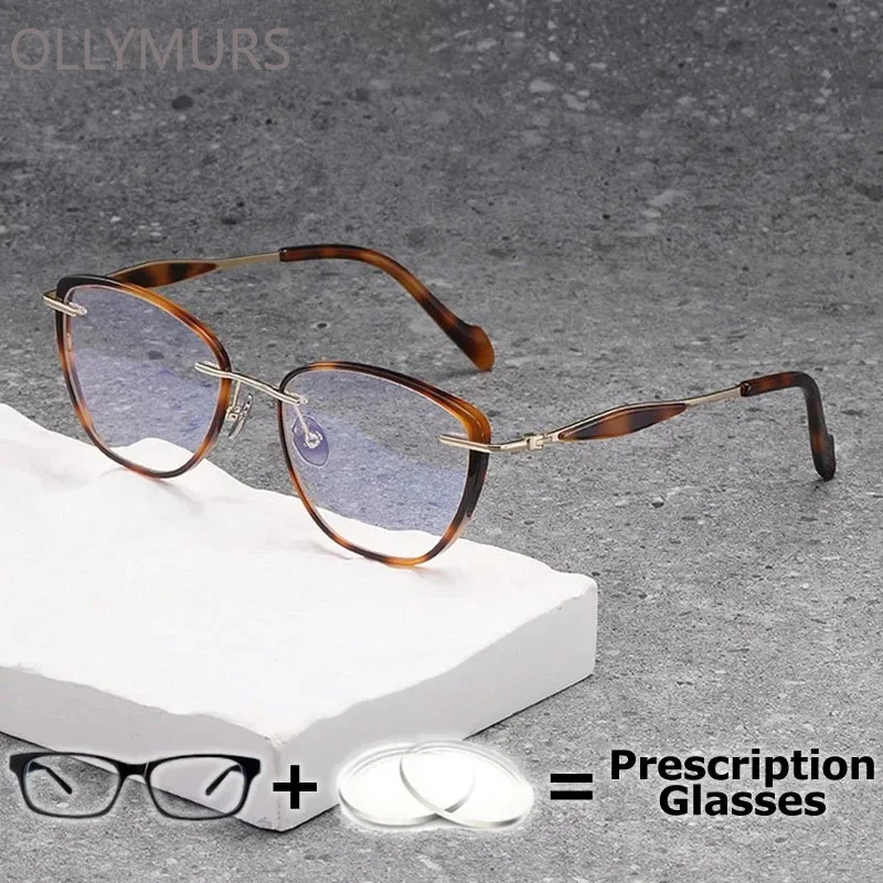 

OLLYMURS Women Prescription Glasses Frameless Myopia Photochromic Lenses Men's Medical Vision Optical Lens Recip Rimless Reading