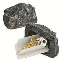 2pcs Outdoor Garden Key Hider - Camouflaged Rock Shape plastic Storage Box for Home Security & Yard Decoration