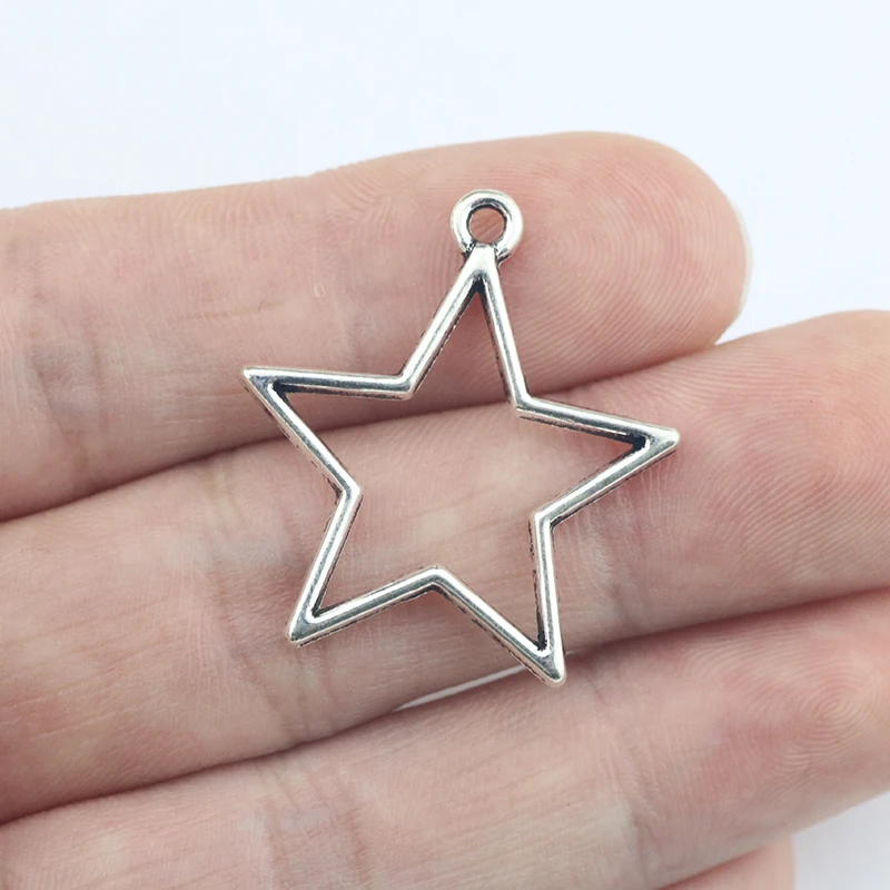 Newest 10Pieces 33*36mm Mixed Alloy Antique Silver Color Star Charms Earring Necklace Pendant Accessory For DIY Jewelry Making