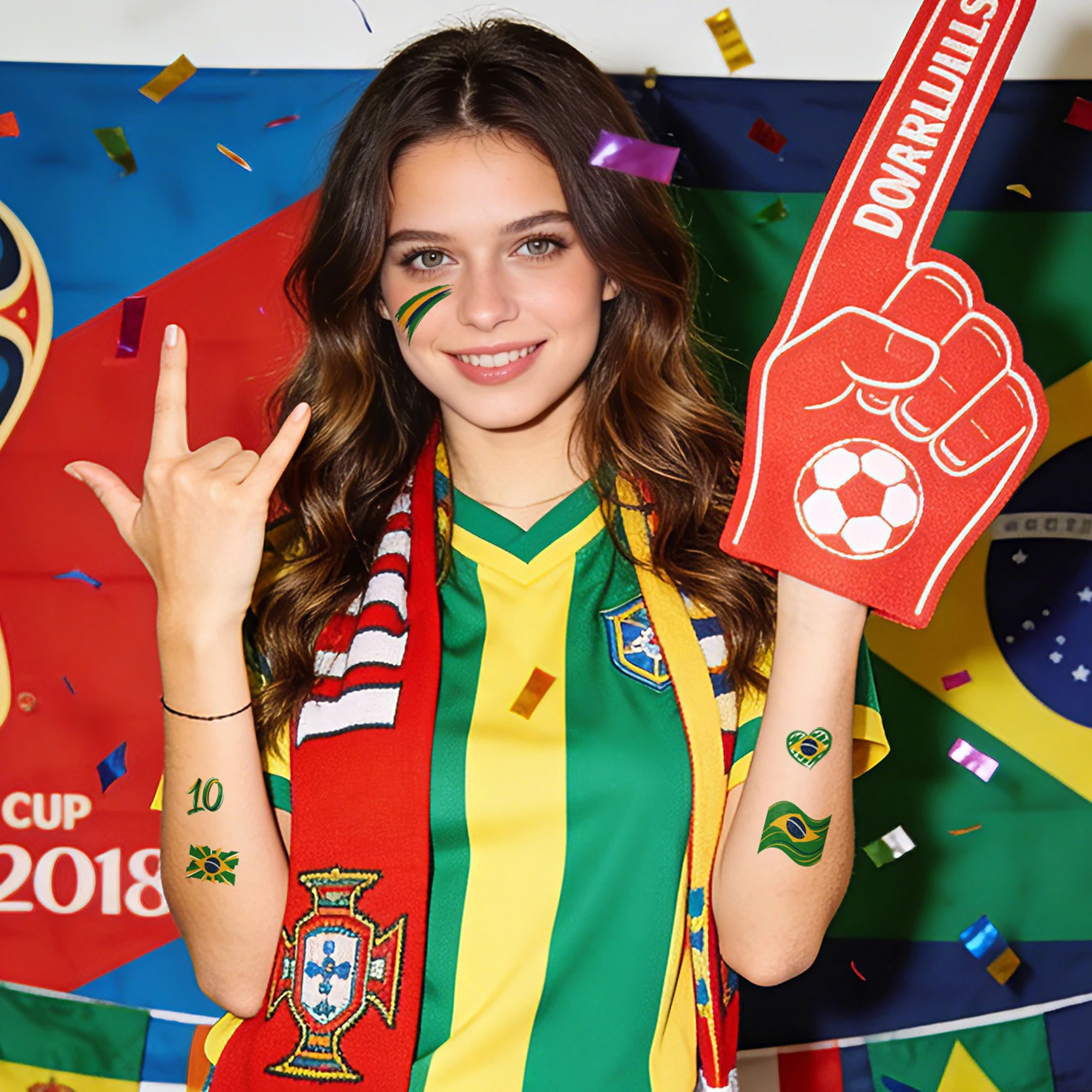 1 Sheet Football Temporary Tattoo Stickers Face Body Art Waterproof for Soccer Fans Tournament Match Day Party Supplies
