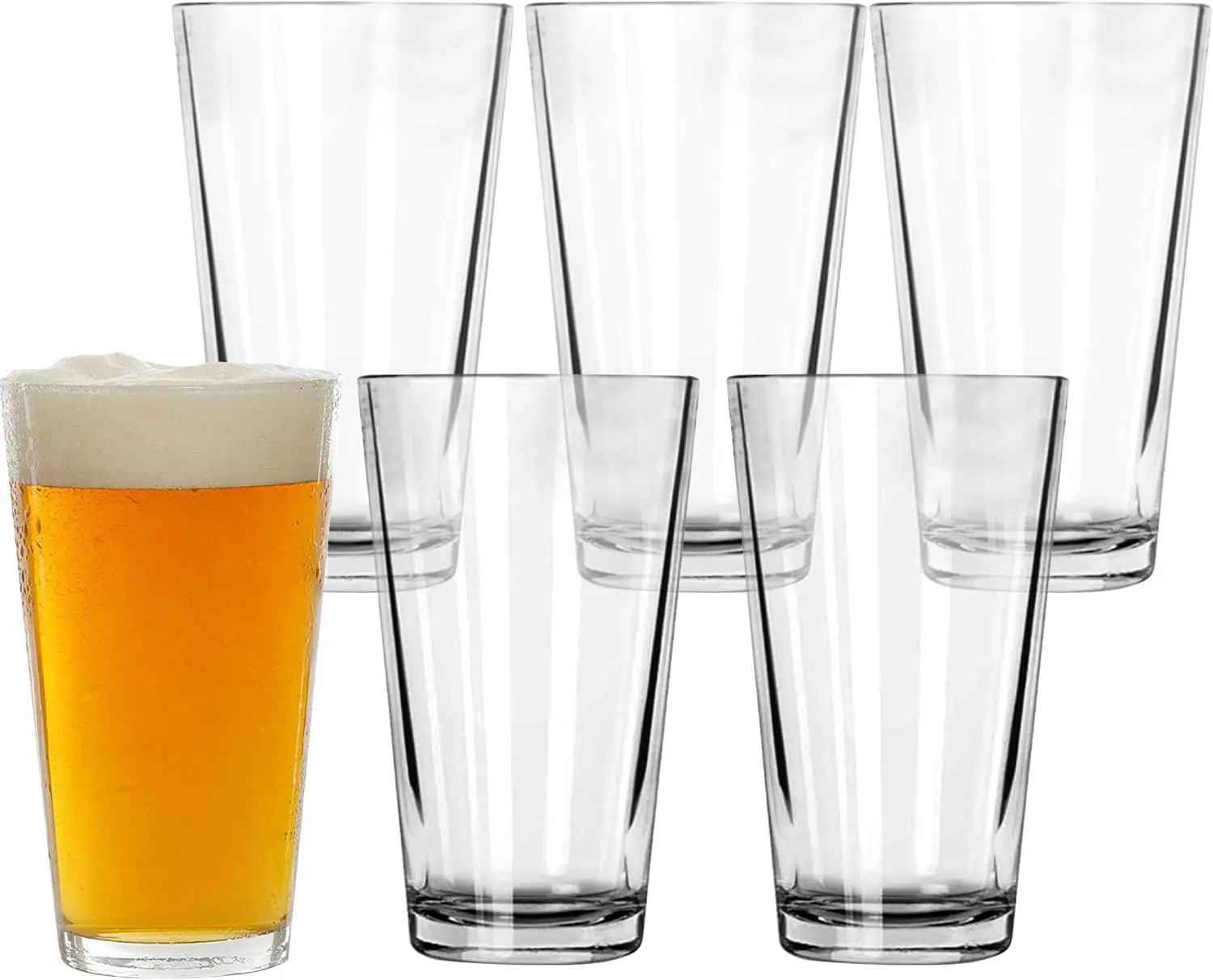 Glasses Set of 6 - 16 oz Drinking Glasses Made for Cold Beverages - 16 oz Mixing Glass & Highball Glasses Set of 6 for Homes, Pu