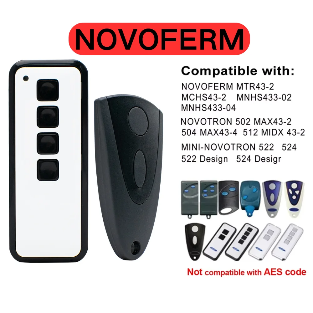 

NOVOFERM NOVOTRON 524 522 512 502 MAX43-2 504 MAX43-4 Garage Door Opener 433MHz Rolling Code Remote Control