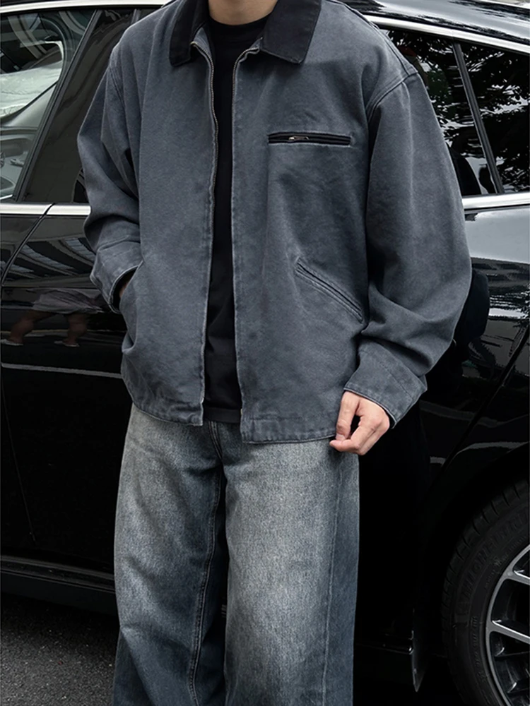 

Retro American ort Jaet Men's Trendy High-End Vintage Detroit Workwear Collar Jaet Autumn Faion Outerwear Coat