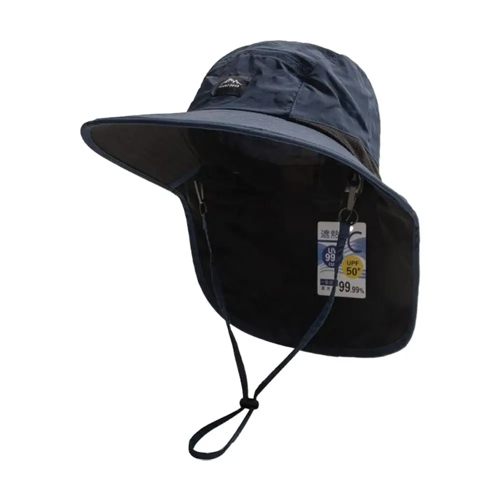 Unisex Summer Wide Brim Waterproof And Quick-drying With Hat Panama Uv Fisherman Caps Mesh Breathable Neck Protection_voghion.com