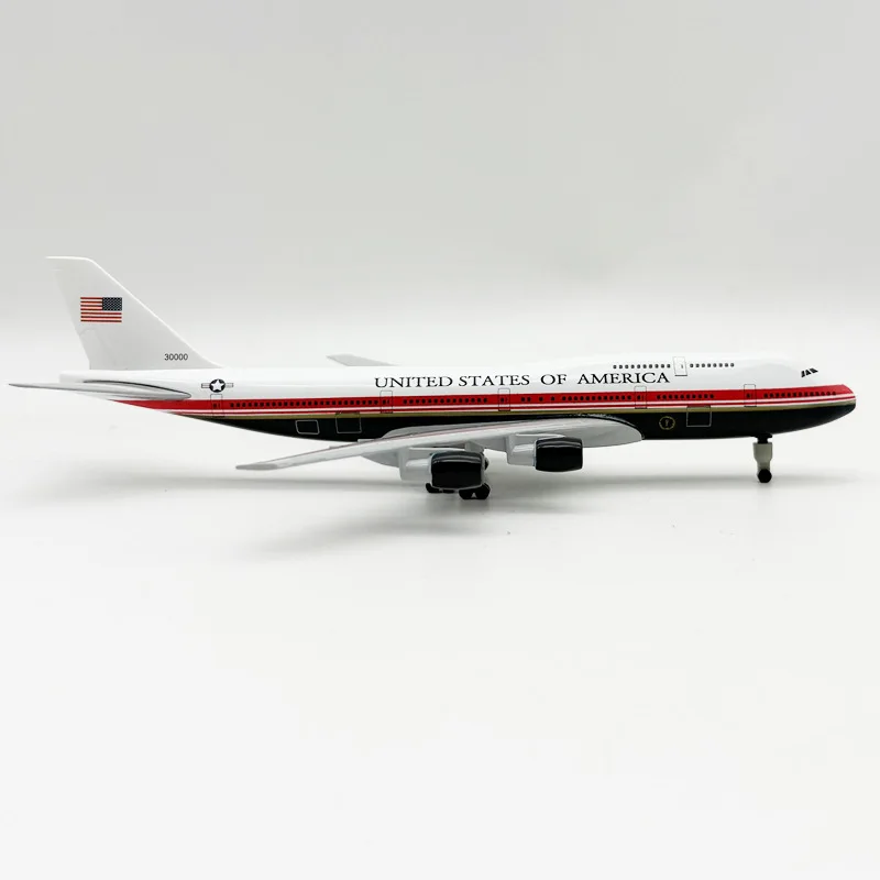 New 20cm Air Force One B747-200 Airplane Model Kit Metal Miniature Airplane Toy with Stand For Collection Display or Gift view 4