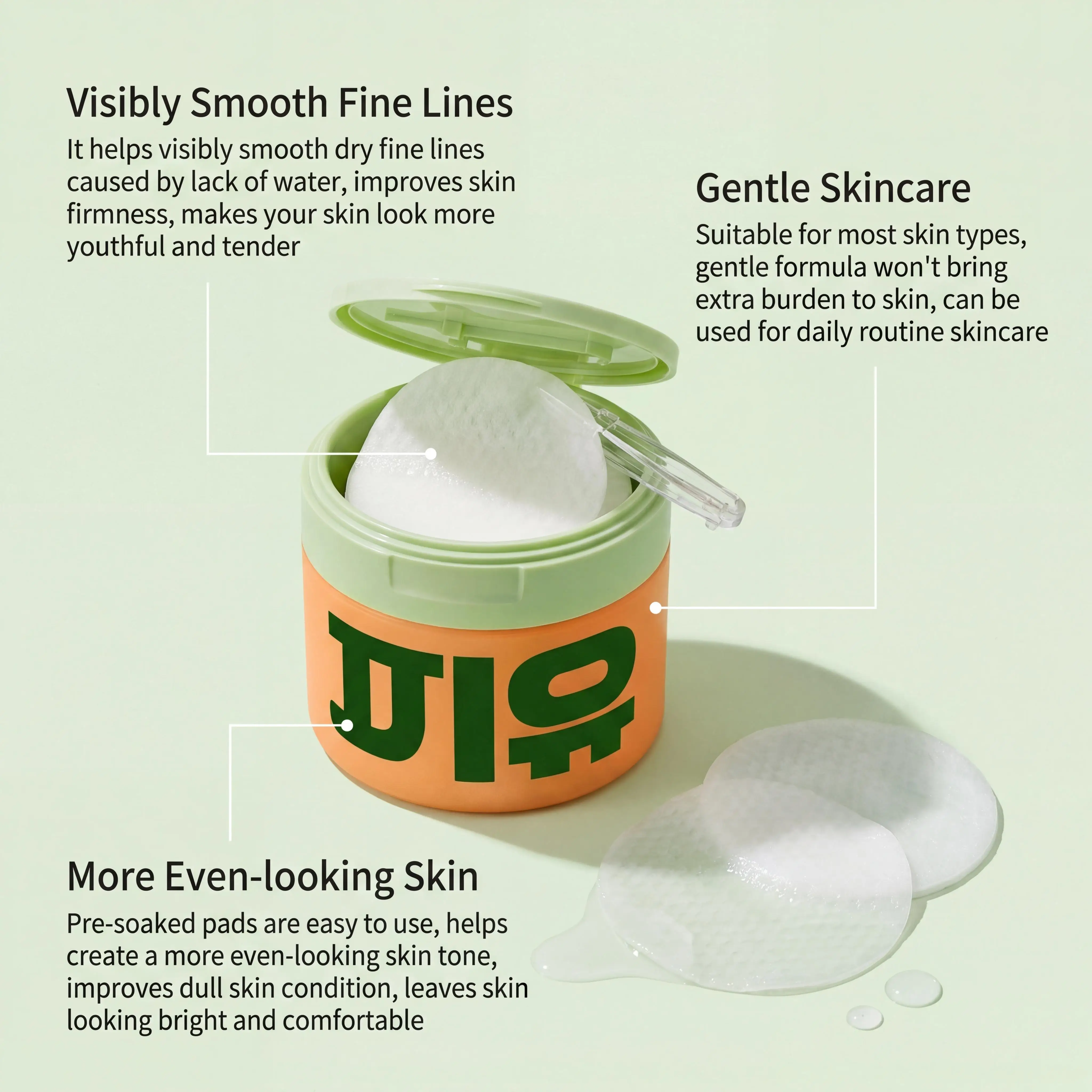 Korean Centella Asiatica Moisturizing Toner Cotton Pads for Wrinkles Care,Brighten Dull Skin Hydrating Facial Treatment 100pcs|