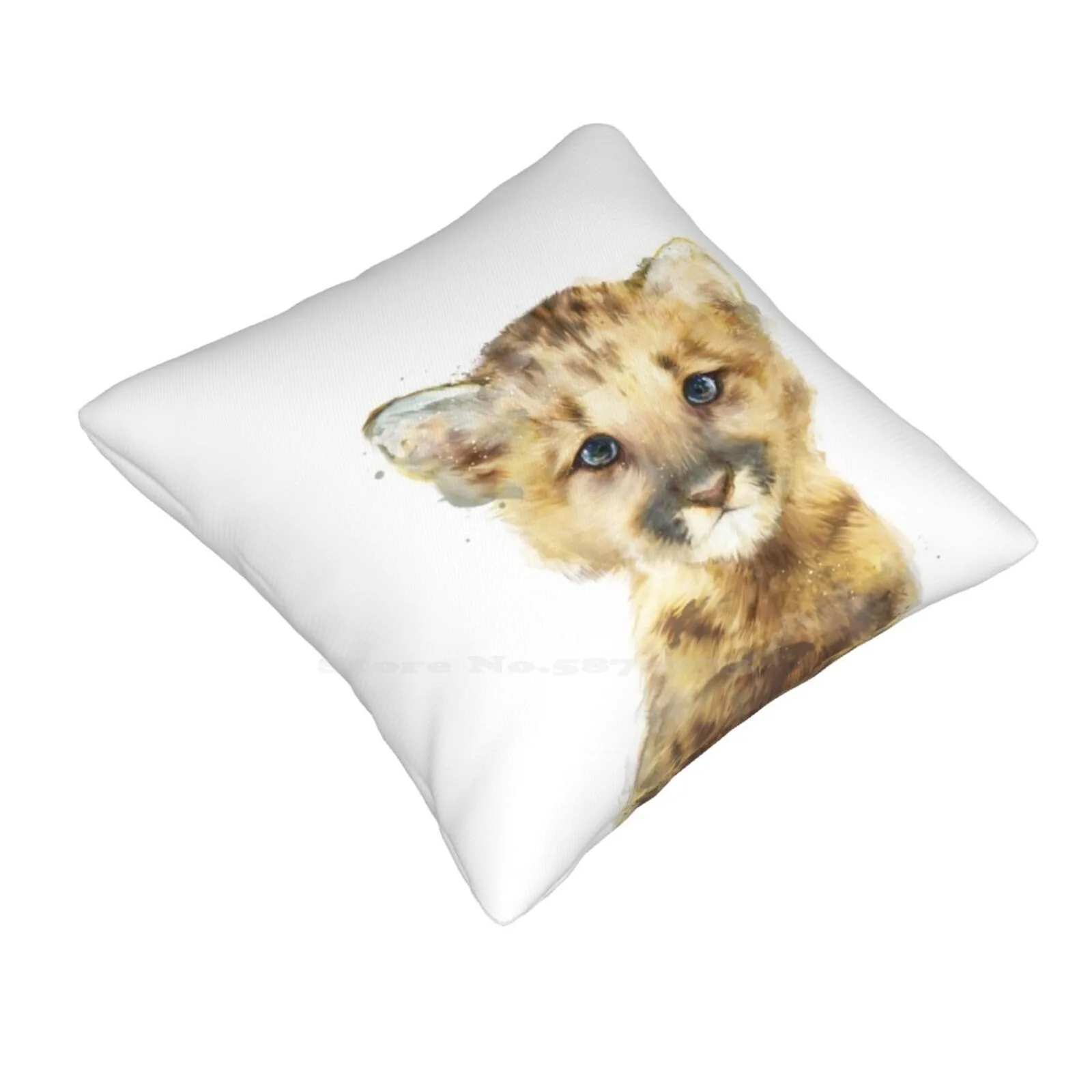 Little Mountain Lion Pillow Cover Hug Pillowcase Little Baby Mountain Lion Cub Collection Series Cougar Cub Nature Animals