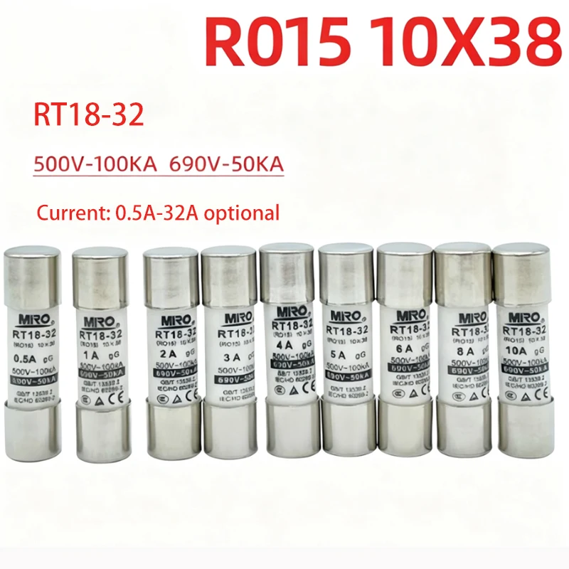 20PCS MRO RO15 R015 0.5A~32A RT14-20 GF2 RT18-32 RT19-25 HG30 10X38 500V/690V 1A-32A GG Electrical Components