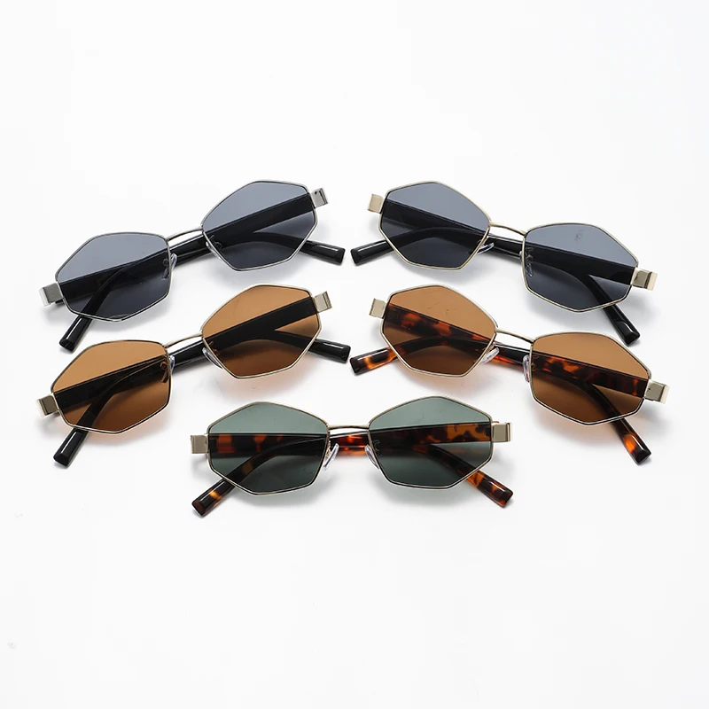 Simple Versatile, Fashionable Polygonal Sunglasses With Metal Frames Uv-protective Suitable For Driving Car Sunglasses2503