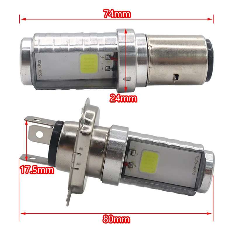 H6 Ba20d LED Motorcycle Headlight Hi/Lo Beam for Motorbike Scooter Moped Headlamp 12V