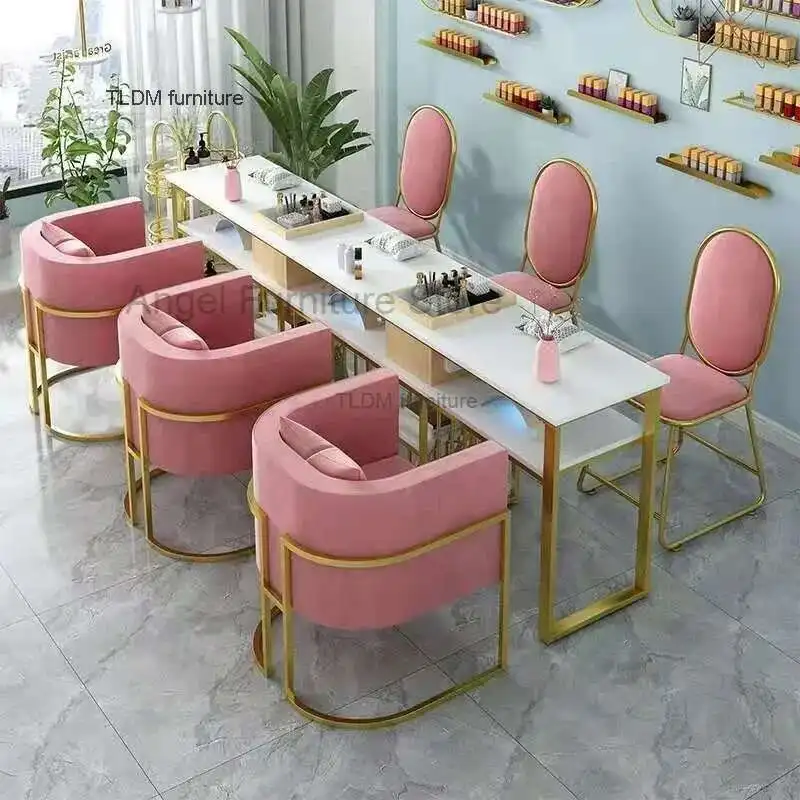 Modernes, minimalistisches Marmor-Maniküretisch- und Stuhl-Set, Salonmöbel, nordischer Nageltisch, professioneller Maniküretisch mit Schublade Z