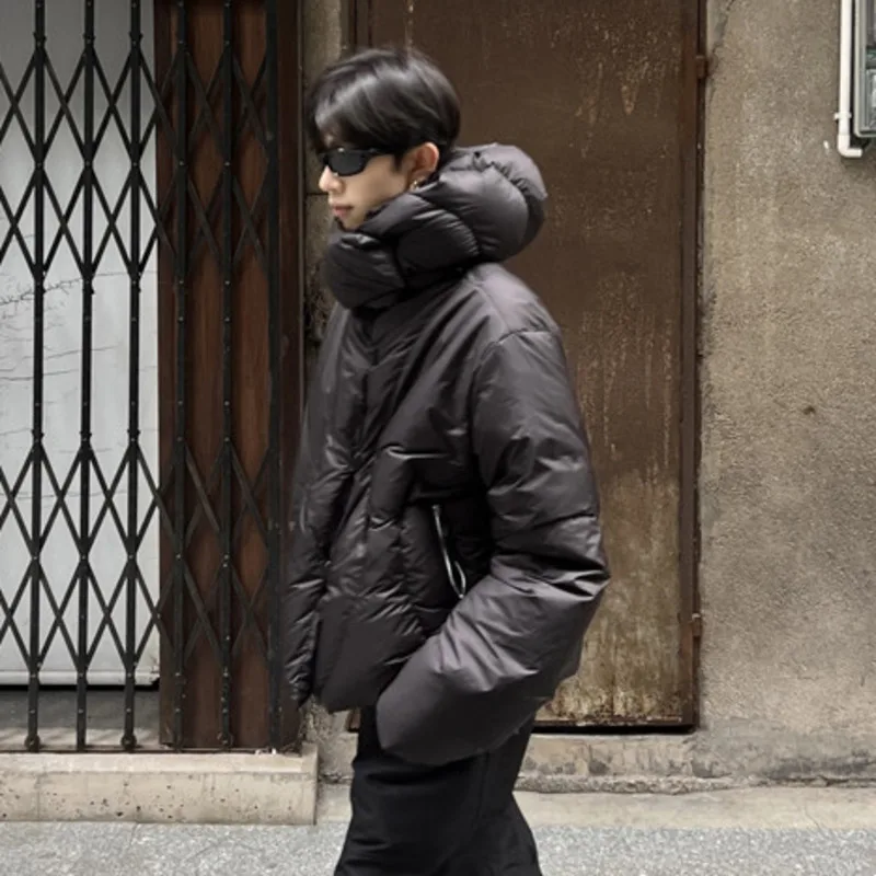 HKSH Spring Autumn Winter New Men Tide Dark Chic Ins Down Padded Coat Deconstructed Detachable Hood Windproof Jacket Y2K HK27565