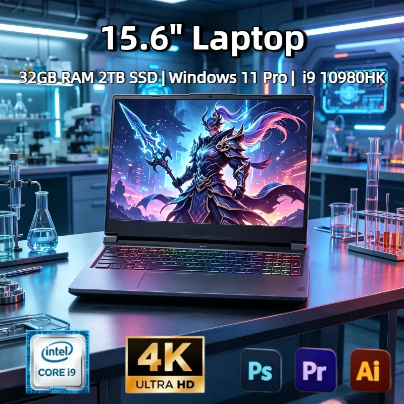 Intel Core i9 10980HK Windows 11 Pro 15.6 Inch Laptop 32GB DDR4 M.2 2TB SSD Ultrabook Fingerprint Unlock WIFI 4K Max