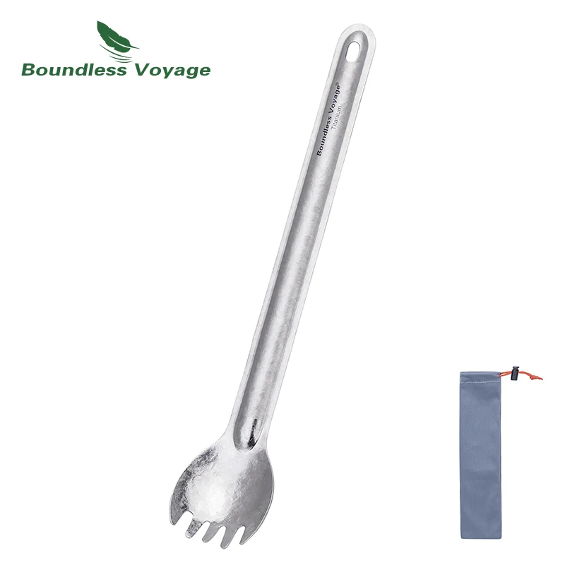 Minicanja de titânio sem limitação, utensílios de mesa polido ultraleve para acampamento com cabo reto ti1031t