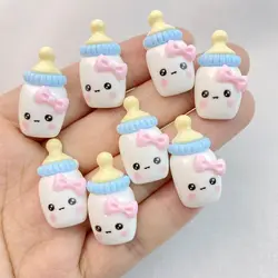 10Pcs New Cute Resin Cartoon Milk Bottle Series Flat Back Scrapbooking DIY Jewelry Craft Decoration